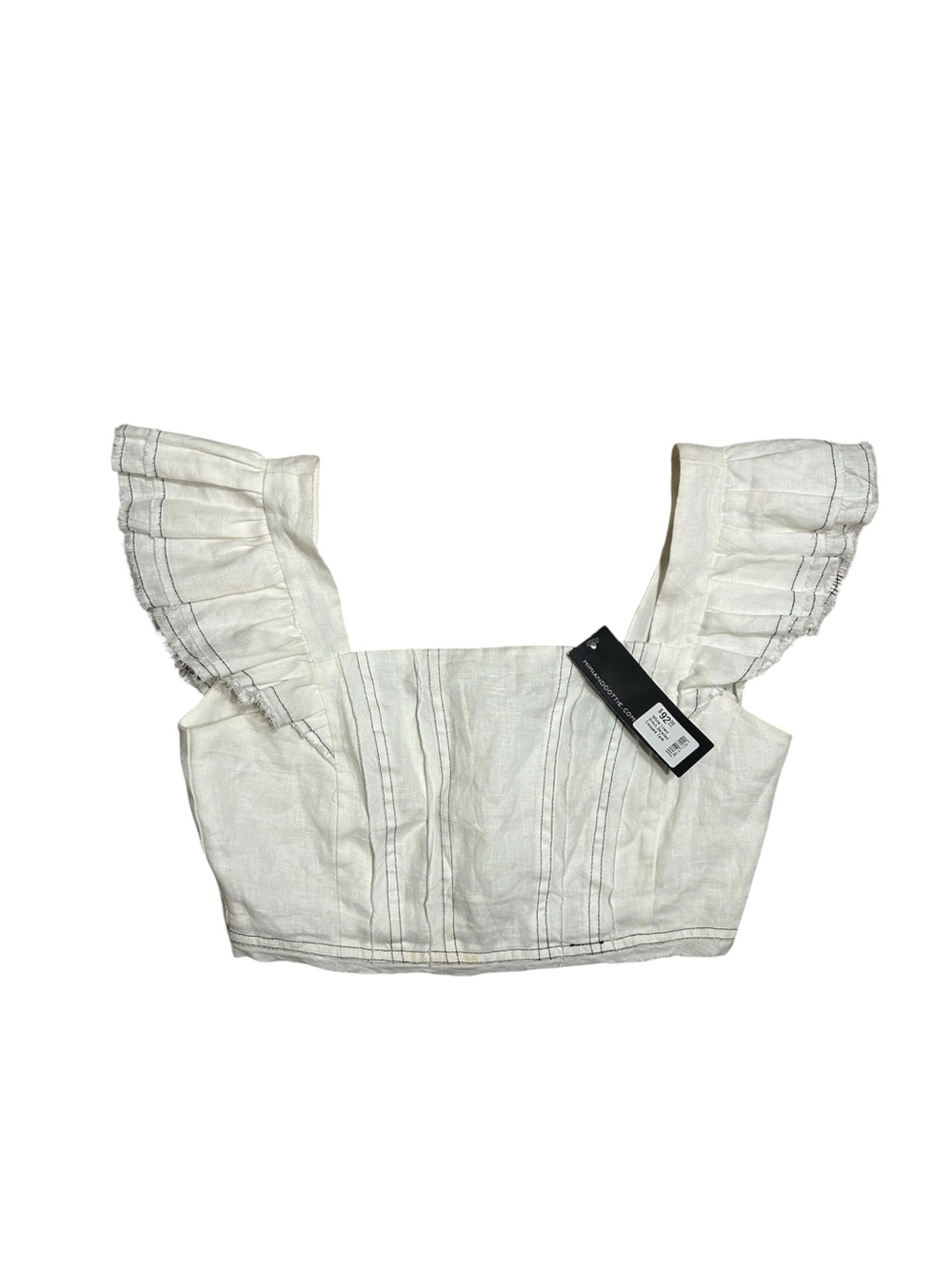 Mimi and Dottie NWT White Linen Stitch Detailed Cropped Tank, Size S